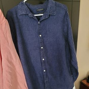 Men's xl long sleeve button up relaxed fit linen cotton